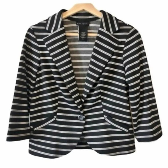 Metaphor Black & White Striped Single Button Cropped Blazer S - Picture 1 of 5